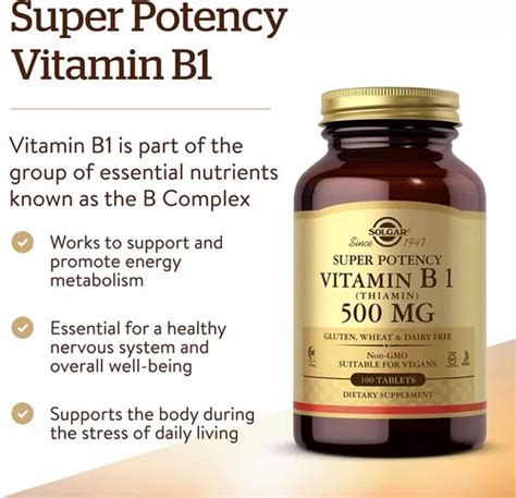 Vitamina B1 Tiamina 500 Mg Super Potencia 100 Tabletas En Venta En