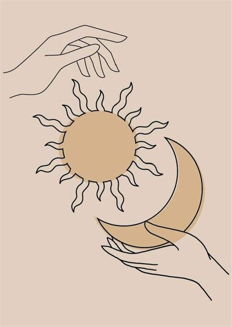 Encontro do sol e a lua Ilustrações florais Artes desenhos Coisas