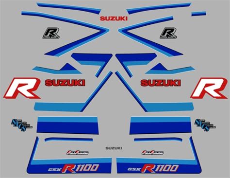 1986 Suzuki Gsx R1100 Blue White Decal Kit Motorcycle