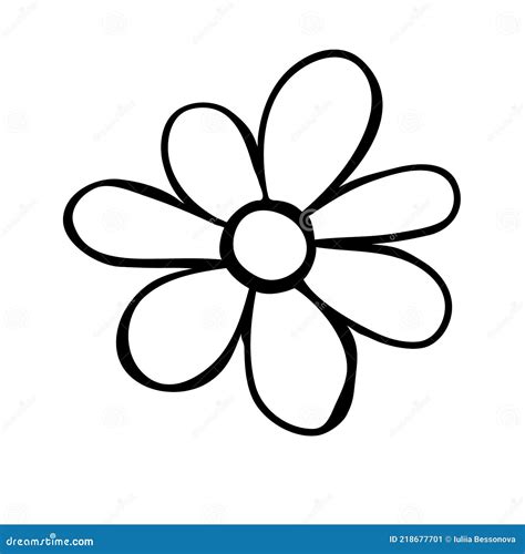 Flower Icon. Hand Drawn Simple Black Outline Vector Illustration Clip ...