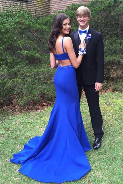 Simple Mermaid Open Back Royal Blue Prom Dresses For Teens Long Prom