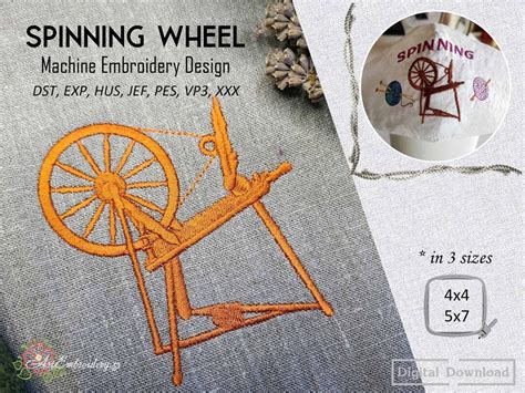 Spinning Wheel Machine Embroidery Hobby Tool Design in 3 Sizes for Hoop ...