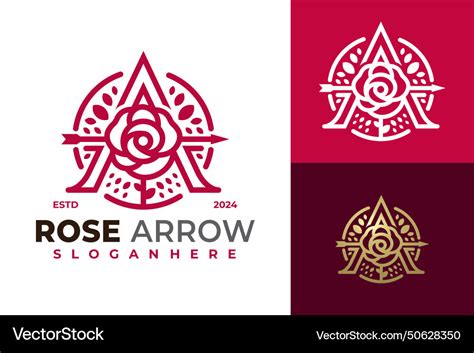 Letter a rose arrow logo design symbol icon Vector Image