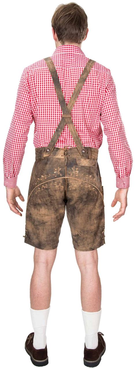 Symphonie Westerwald Kurze Antik Look Lederhose Aus Feinstem Lammleder