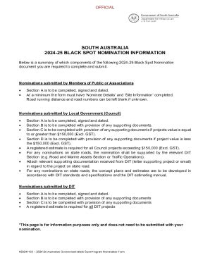 Fillable Online South Australia Black Spot Nomination Form