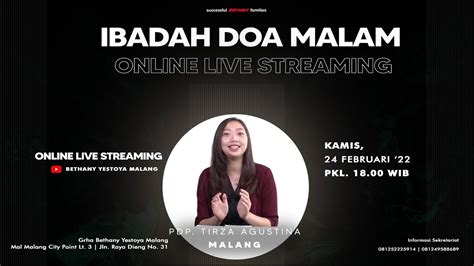 Ibadah Doa Malam Live Streaming Gereja Bethany Yestoya 24 Februari