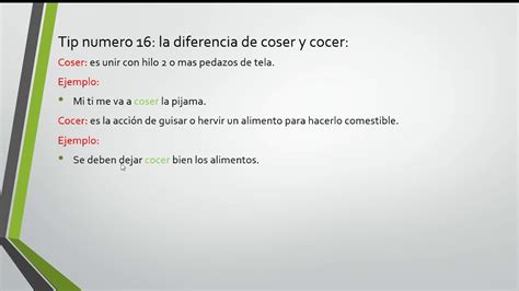 Tip Numero La Diferencia De Coser Y Cocer Youtube