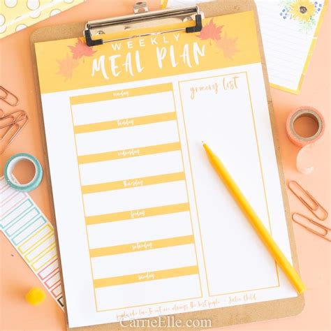 Printable Weekly Meal Planner For Fall Carrie Elle