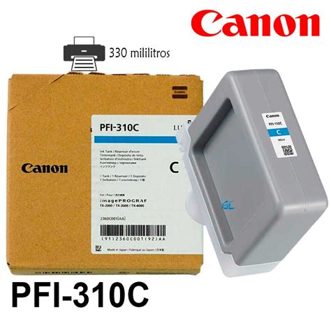 Tinta Canon PFI 310C Cyan TX 2000 Original G Limagars Peru