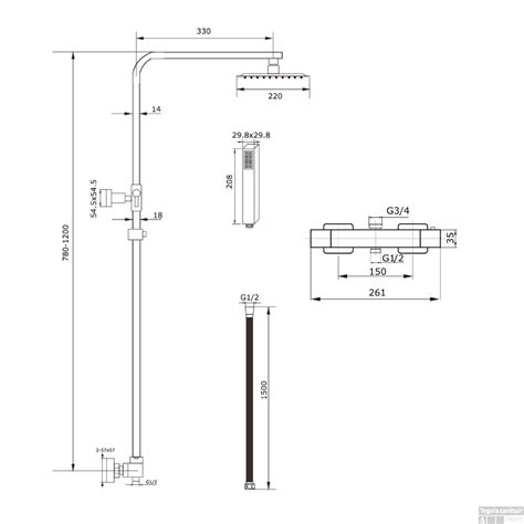 Opbouw Regendouche Set Boss Wessing Lusso Thermostatisch Hoofddouche