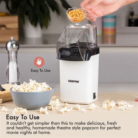 Popcorn Maker Machine Fat Free Hot Air Large Popper Electric 1200W