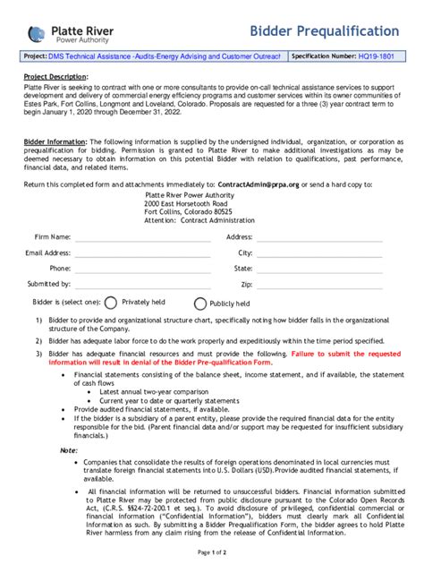 Fillable Online Contractor Prequalification Request For Fax Email