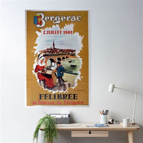 Poster Mit Retro Classic Bergerac 1961 Poster Von Corasposters Retro