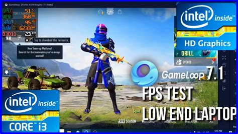 PUBG MOBILE Gameloop 7 1 Emulator Intel HD 520 Core I3 8gb Ram