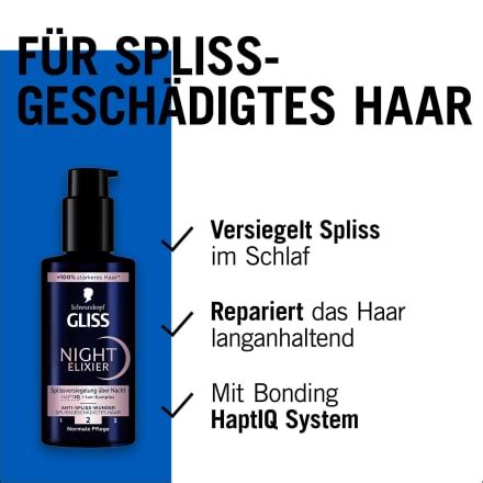 Schwarzkopf GLISS Haarkur Night Elixier Anti Spliss Wunder 100 Ml