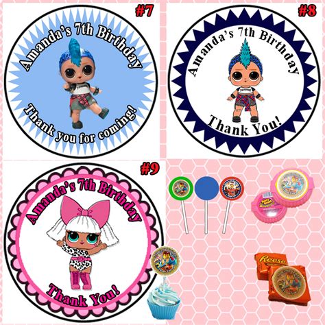 Lol Surprise Doll Birthday Round Stickers Printed 1 Sheet Cup Cake Top Virginia Design Shop