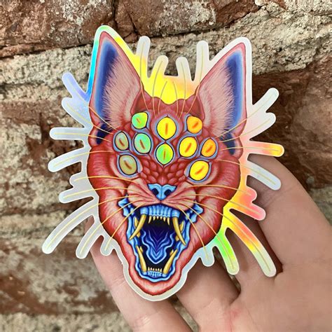 Many Eyed Hyena Holographic Sticker Hannah Comstock