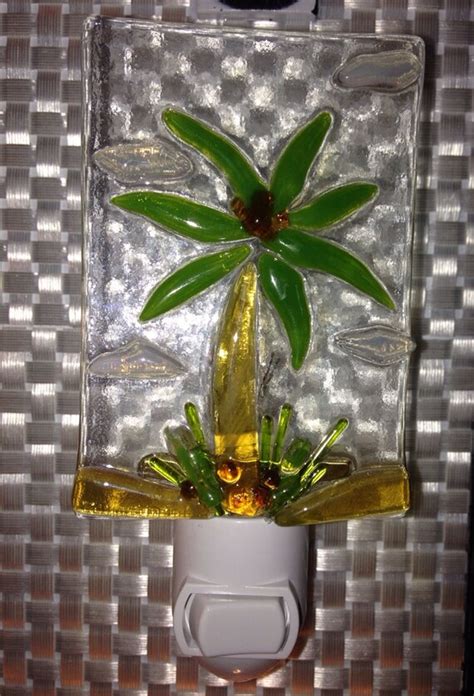 Tradewinds Palm Tree Fused Glass Night Lite Nightlight By Marusca