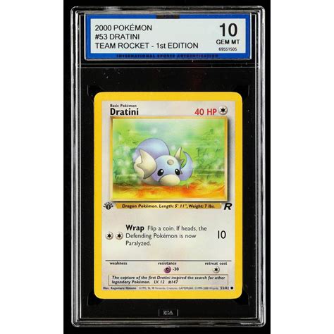 Dratini 2000 Pokemon Team Rocket 1st Edition 53 ISA 10 Pristine