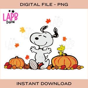 Snoopy & Woodstock With Pumpkins PNG Fall Snoopy Instant Download - Etsy