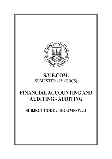 Financial Accounting And Auditing Auditing 2 Subject Code