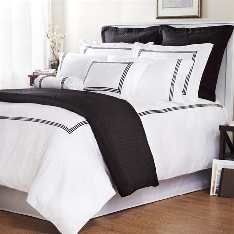 Black Stripe Baratto Stitch King Size 3 Piece Duvet Cover Set