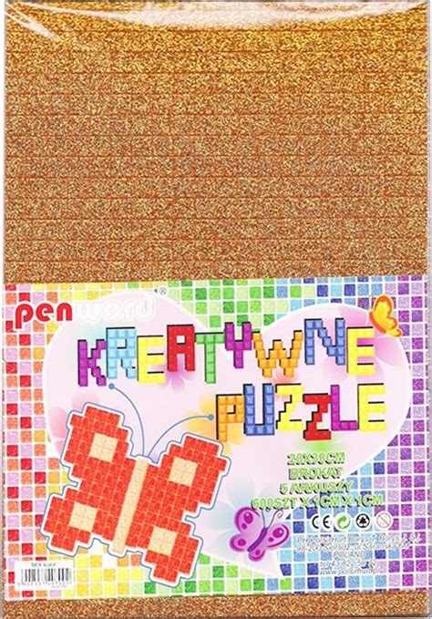 Puzzle Kreatywne Brokat Mettalic Mix Kolor 20X30Cm 5 Arkuszy Penword