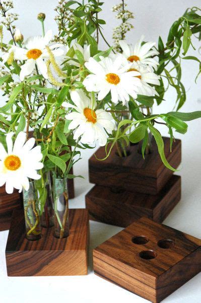 Daisies In Test Tube Vases With Wood Bases ♥ Source Blumen Wiese At Dawanda Copper Diy Projects