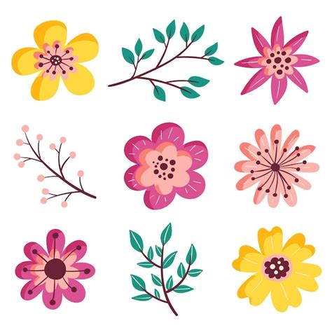 Colección de flores dibujadas a mano Vector Gratis