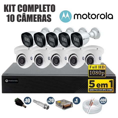 Kit CFTV Motorola 10 Câmeras 1080p DVR 16 Canais 1080N