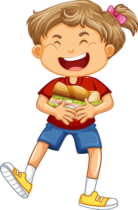 Girl Eating Sandwich Clipart