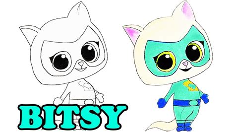 How to draw BITSY🐾 from Disney's #Superkitties 🐾 Easy to follow ...