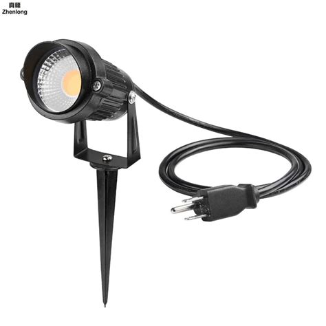 US Plug 5W COB LED Lawn Outdoor Light Waterproof IP65 with Spike Garden Spotlight Lamp Warm ...