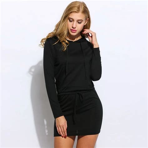 Women Fashion Slim Fit Solid Sweatshirt Dress Long Sleeve Fitness Sexy