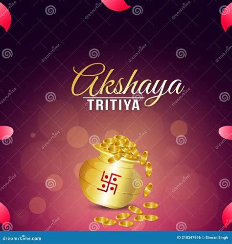 Akshaya Tritiya Indian Festival Invitation Greeting Card With Gold Coin