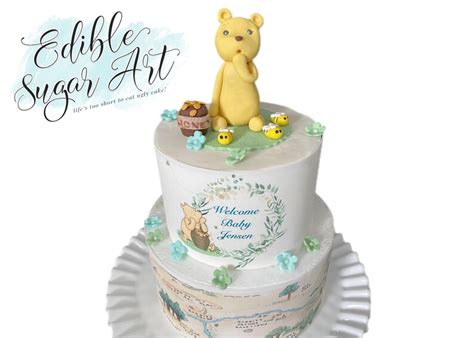 Pooh Bear Baby Shower Cake Cake Wrap Icing Sheet Edible Etsy