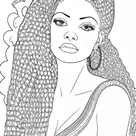 Beautiful African American Woman Outline For Coloring Book · Creative