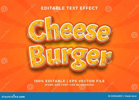 Efeito De Texto Editável Hambger 3d Modelo Tipo Vetor Premium