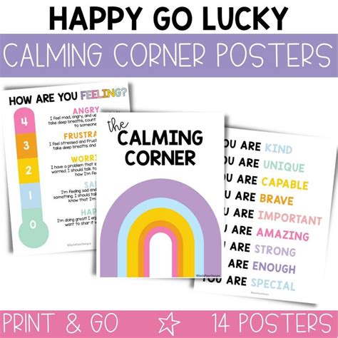 Calming Corner Classroom Retro Calm Down Printable Decor Wall Art