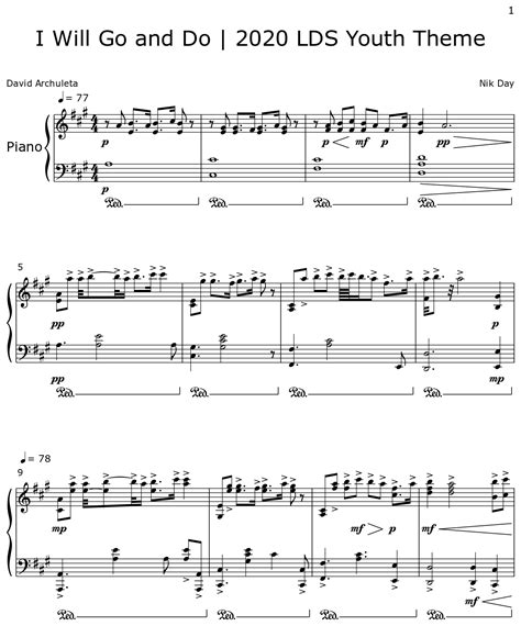 I Will Go And Do 2020 Lds Youth Theme Sheet Music For Piano