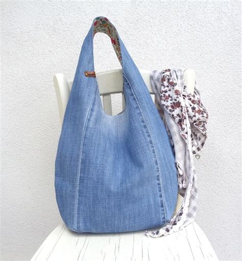 Hobo Bag Plain Slouchy Sling Bag Blue Denim Bag Sac Eco Etsy Denim