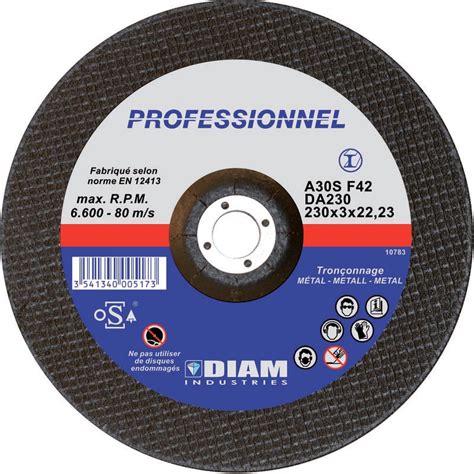 DISQUE ABRASIF ACIER Ø230 X 3 2 X 22 23 DIAM INDUSTRIE DA230 22