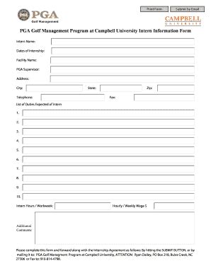 Fillable Online Campbell Employee Intern Information Form Fax Email