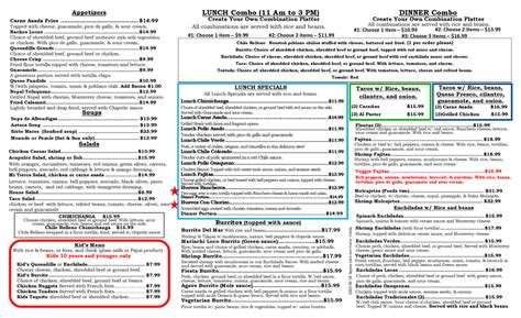 Agave Menu — Agave Mexican Restaurant