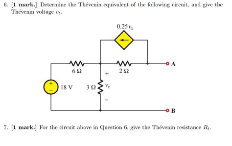 Solved Mark Determine The Th Venin Equivalent Of The Chegg