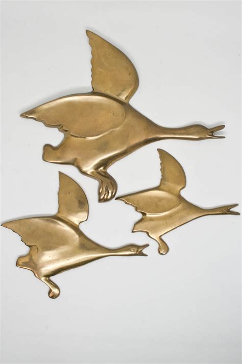 70s Brass Flying Geese Wall Hanging Vintage Brass Wall Decor Etsy