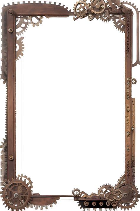 Steampunk Border Frame PNG Transparent Background Ai Generative