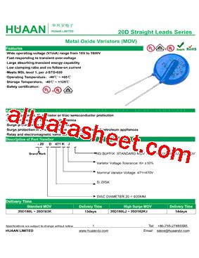 20D561KJ Datasheet PDF HuaXinAn Electronics CO LTD