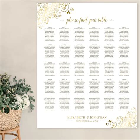 Gold Frills 30 Table Wedding Seating Chart White Zazzle