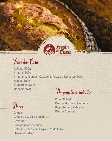 Menu At Levain De Casa Padaria Artesanal E Caf Campinas